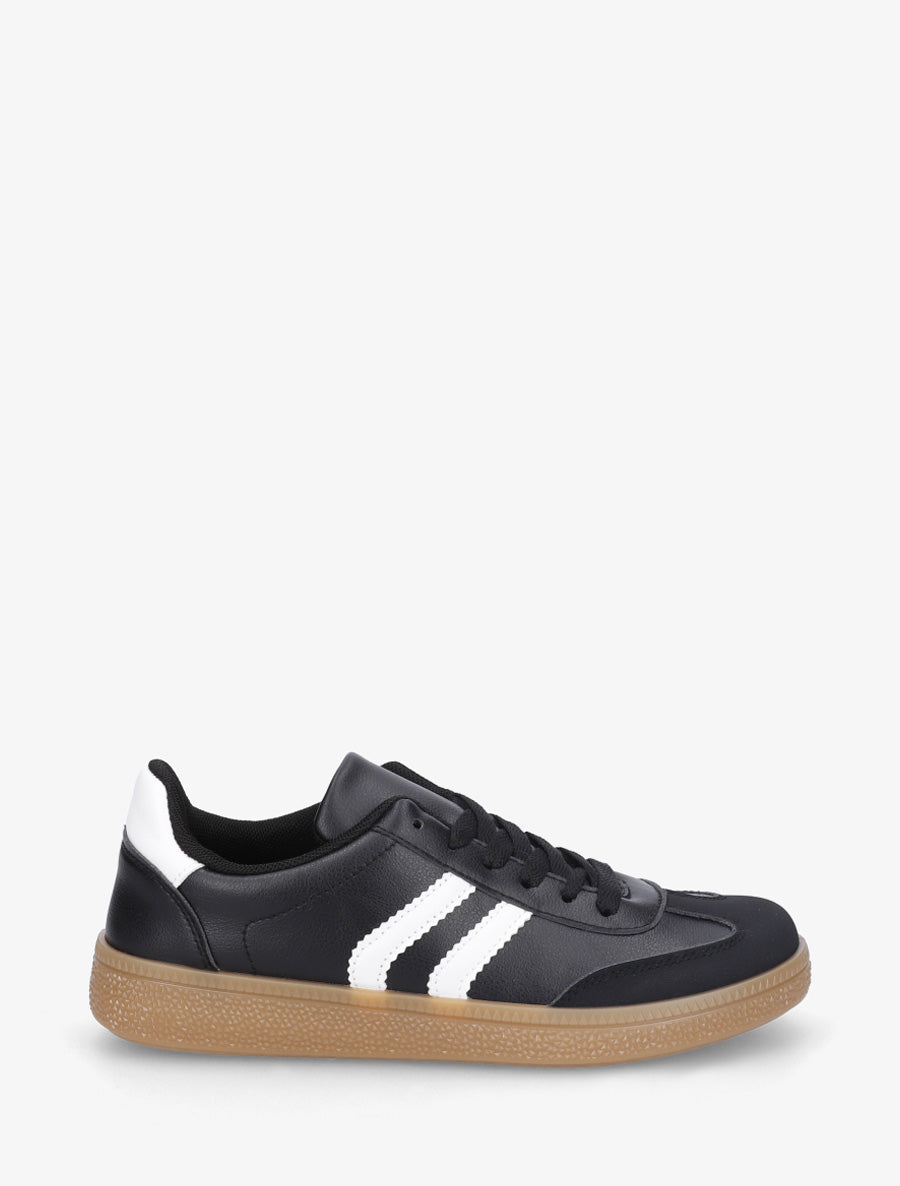 Baskets en simili à bandes contrastantes - Noir - 1