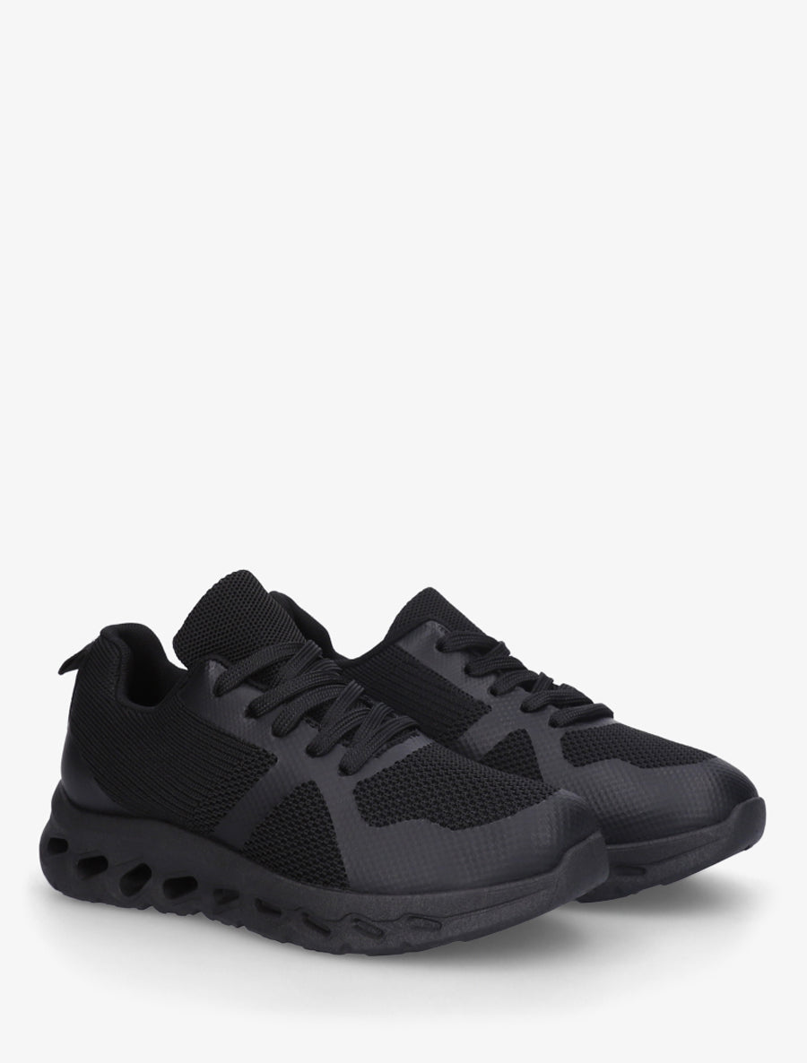 Baskets en tissu à semelle ajourée - Noir - 4