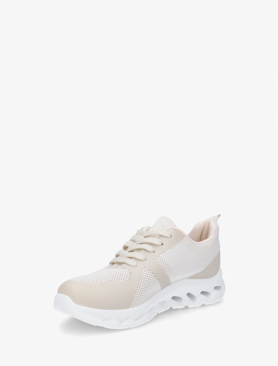 Baskets en tissu à semelle ajourée - Beige - 3