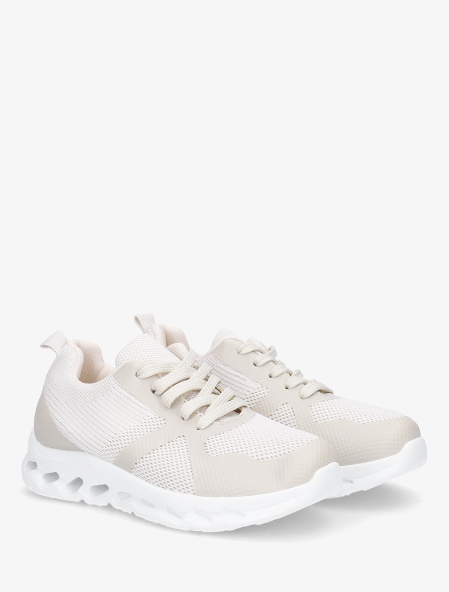 Baskets en tissu à semelle ajourée - Beige - 4