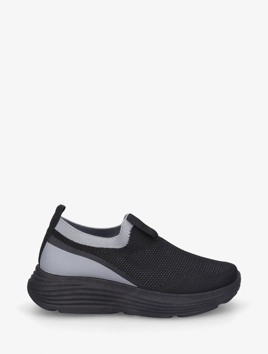 Baskets bicolore à enfiler - Noir - 1