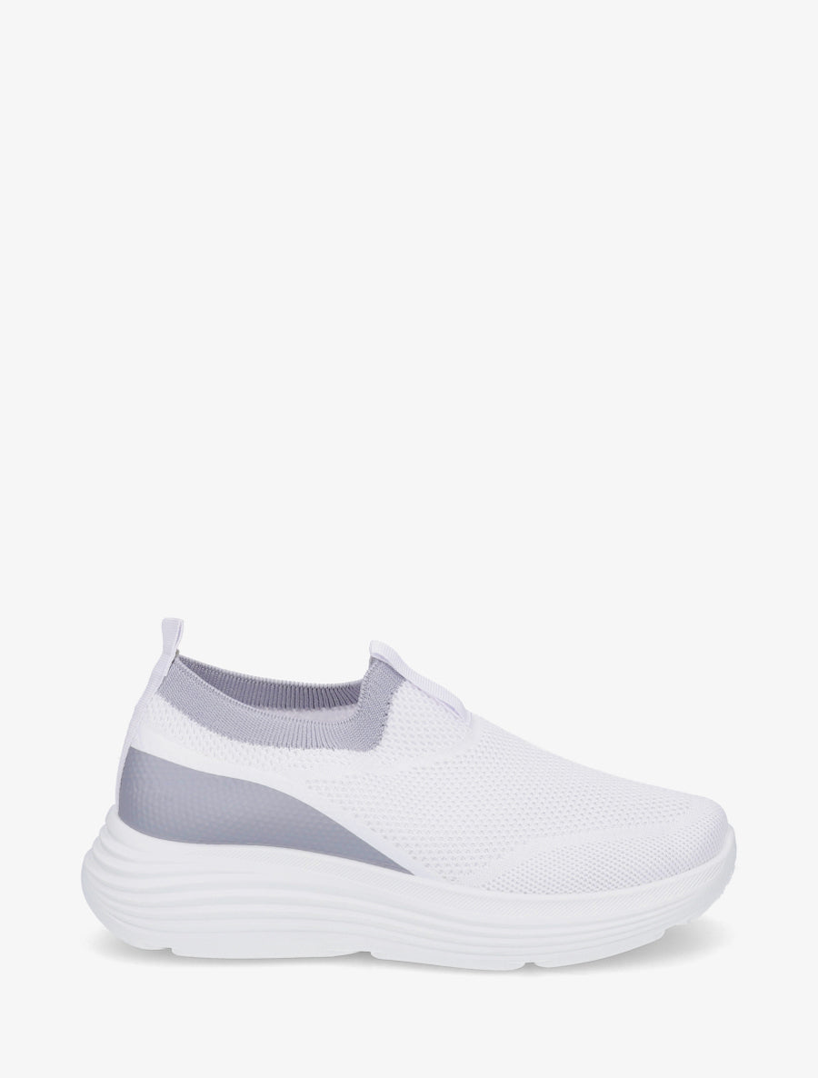 Baskets bicolore à enfiler - Blanc - 1