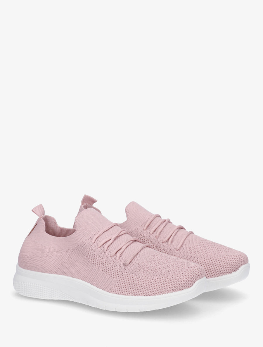 Baskets unies en maille - Rose - 4