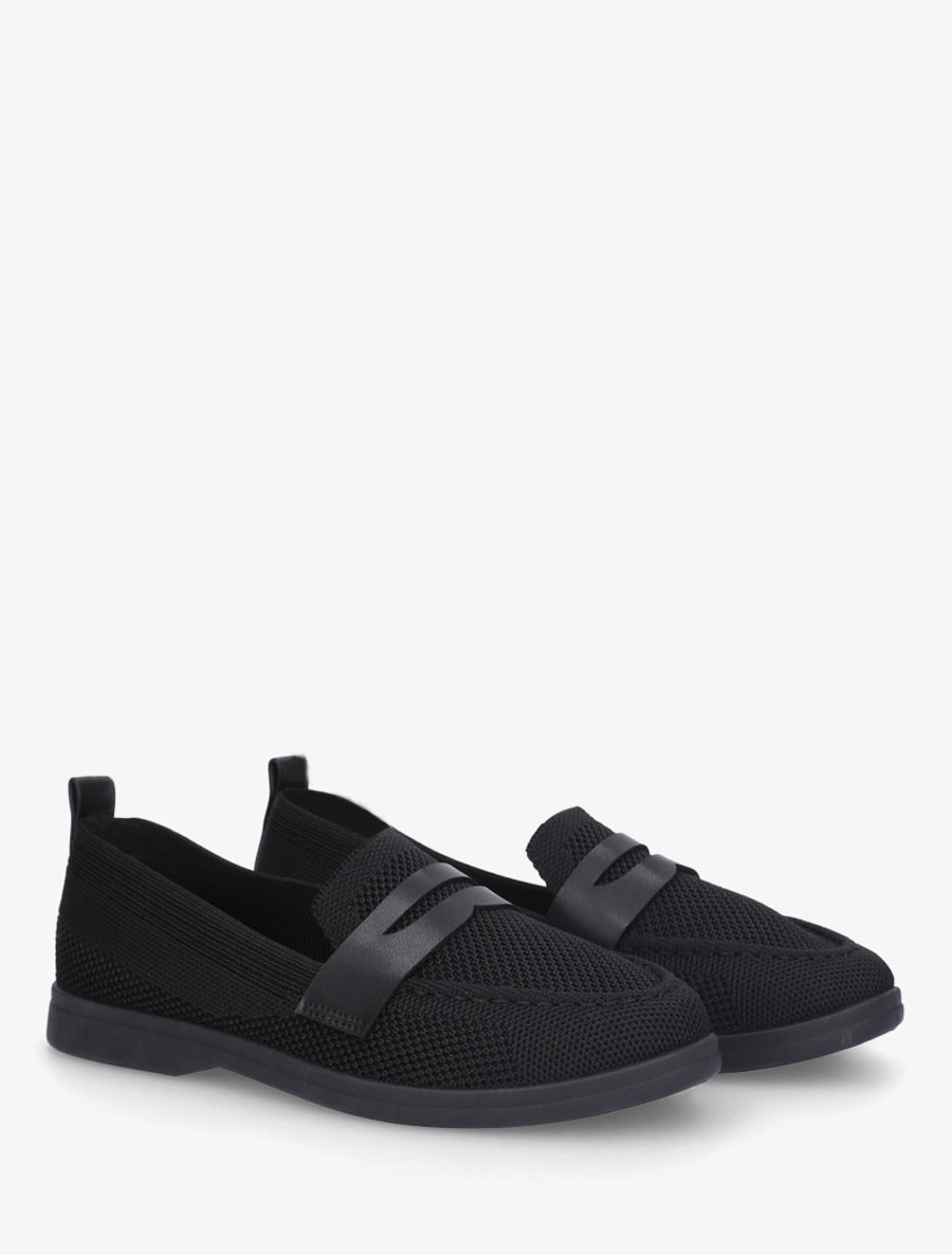 Mocassins en tissu à empiècement simili - Noir - 4