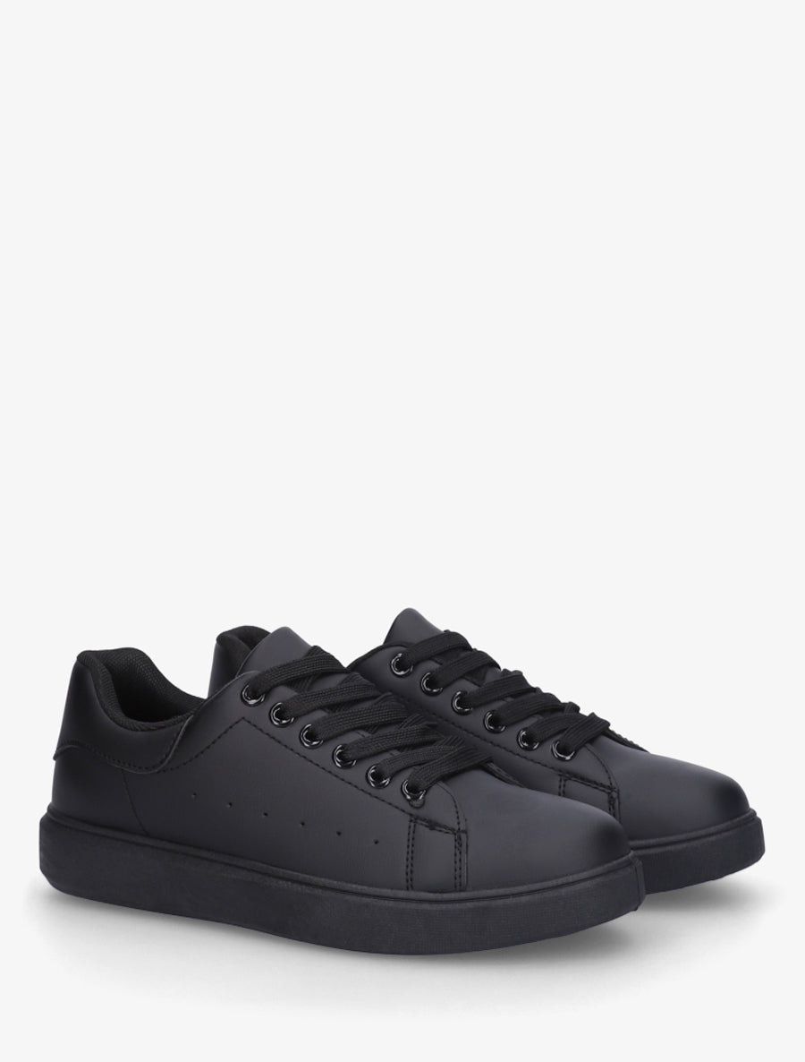 Sneakers basiques en simili - Noir - 4
