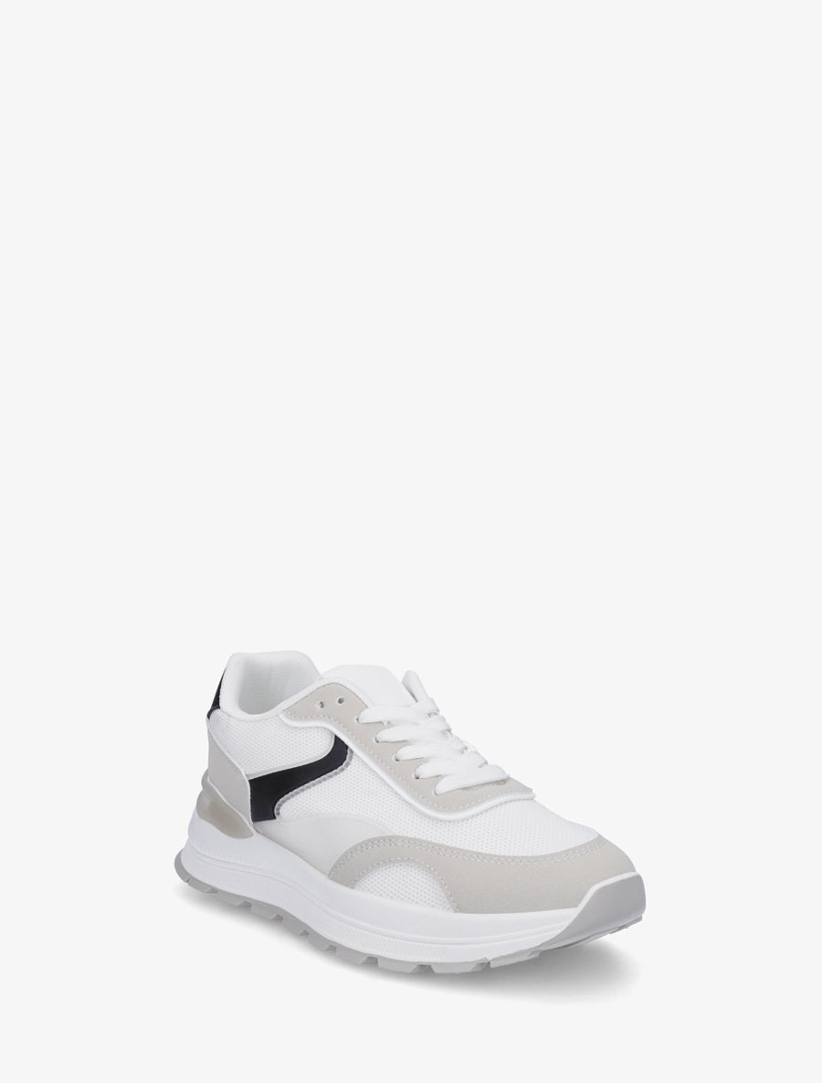 Baskets bimatière à semelle crantée - Blanc - 2