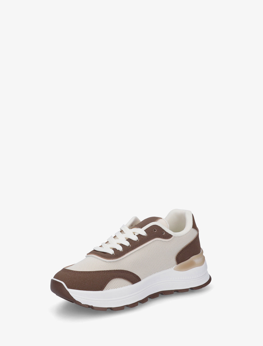 Baskets bimatière à semelle crantée - Marron - 3