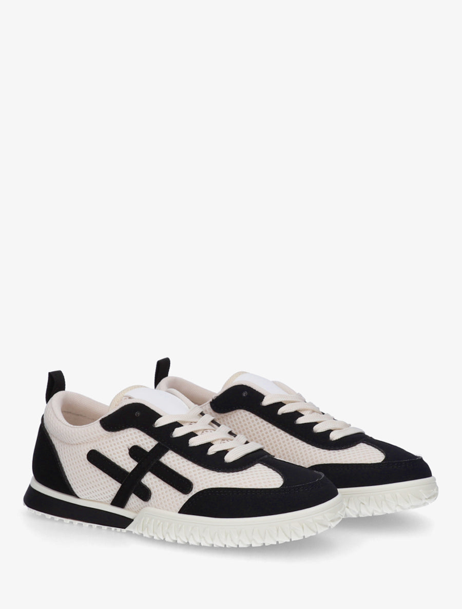 Baskets bimatière à bandes fantaisies - Noir - 4