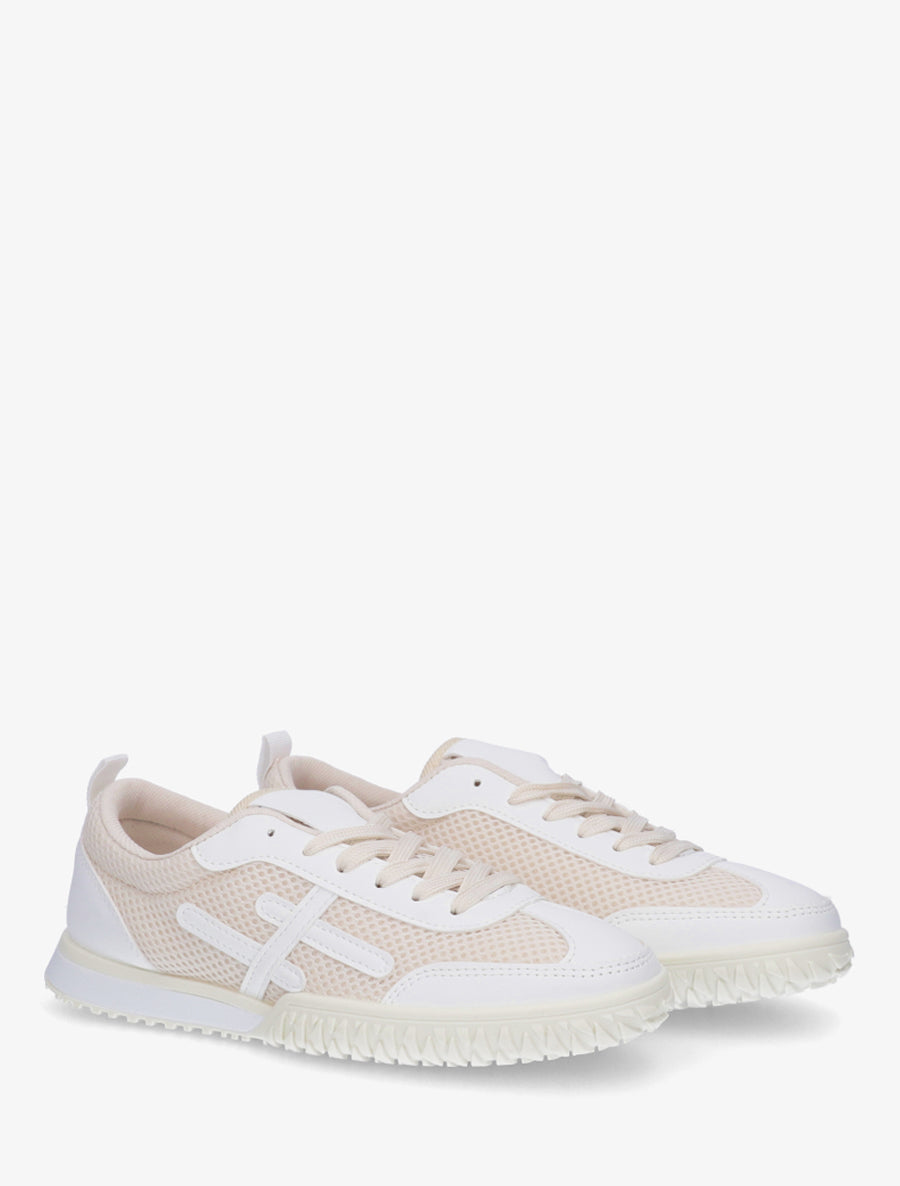 Baskets bimatière à bandes fantaisies - Blanc - 4