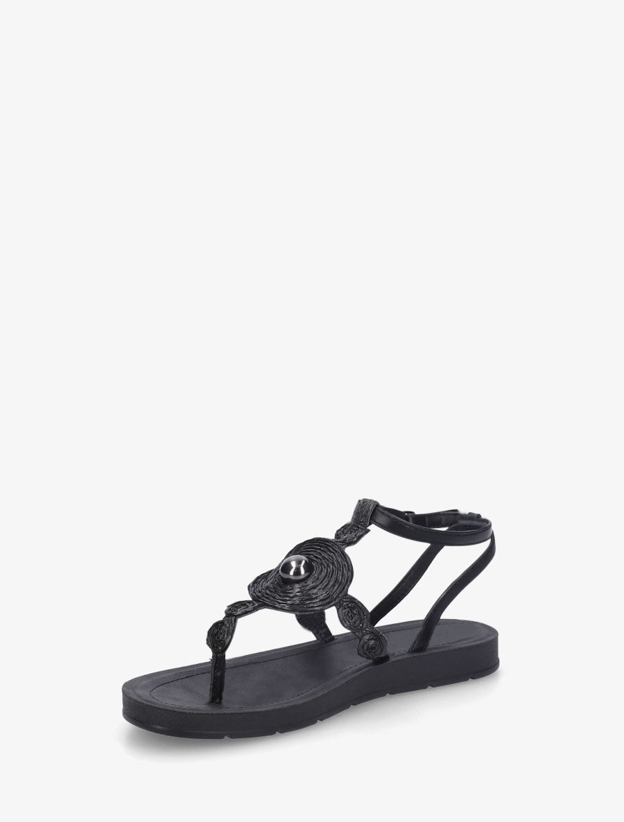 Nu-pieds à empiècement effet raphia - Noir - 3