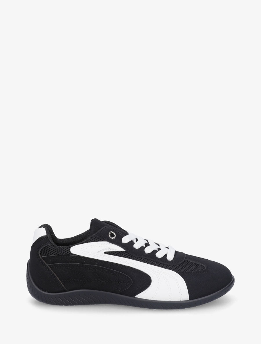 Sneakers en suédine à bandes contrastantes - Noir - 1