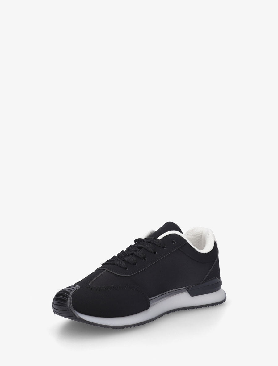 Baskets effet satiné à broderie fantaisie - Noir - 3