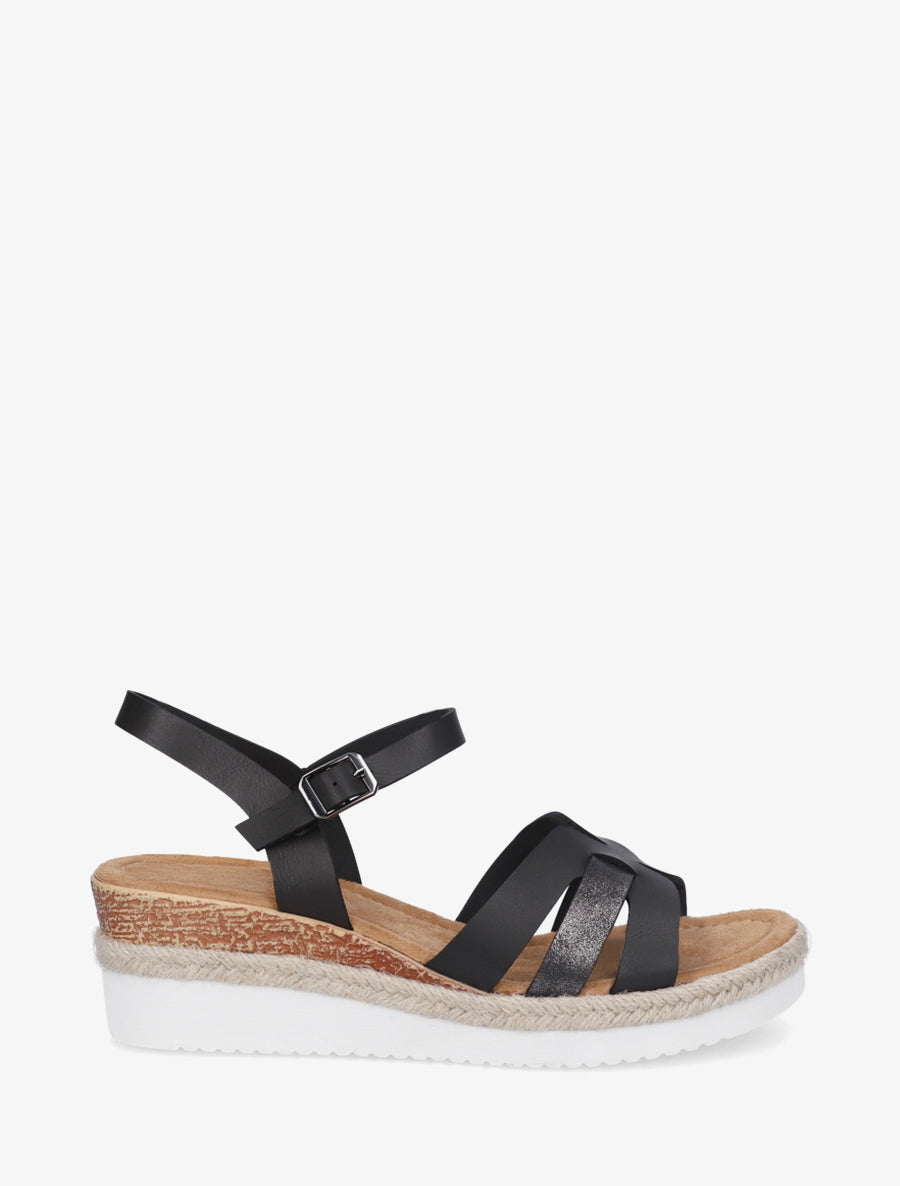 Sandales à semelle compensée ornée d&