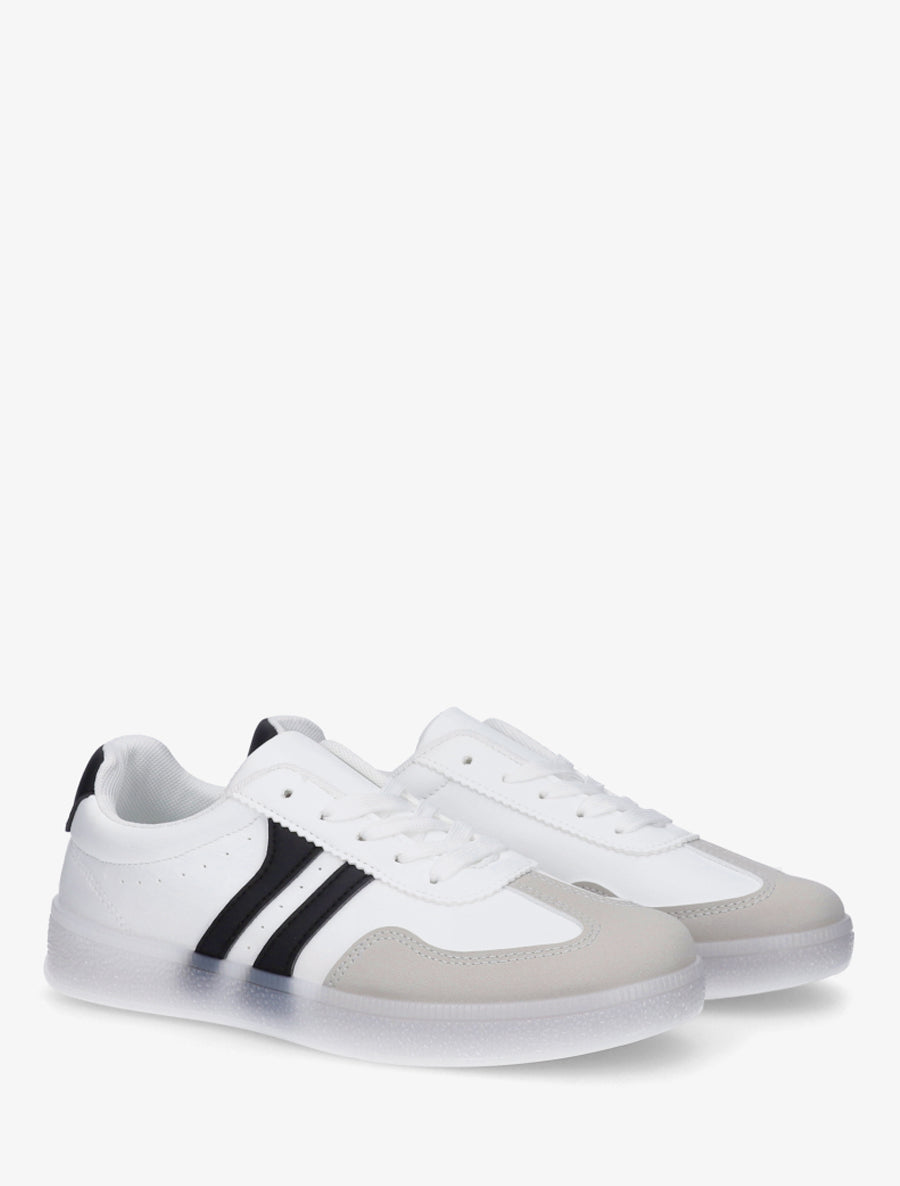 Baskets en simili à bandes contrastantes - Blanc - 4