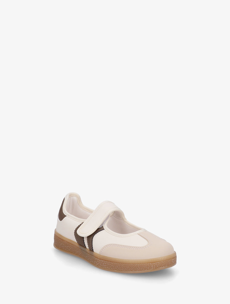 Ballerines style sneakers à scratch - Beige - 2
