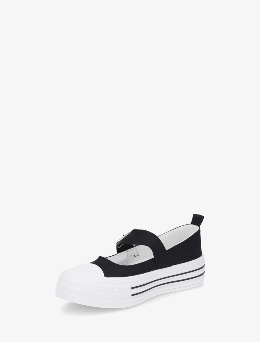 Ballerines style baskets à scratch - Noir - 3