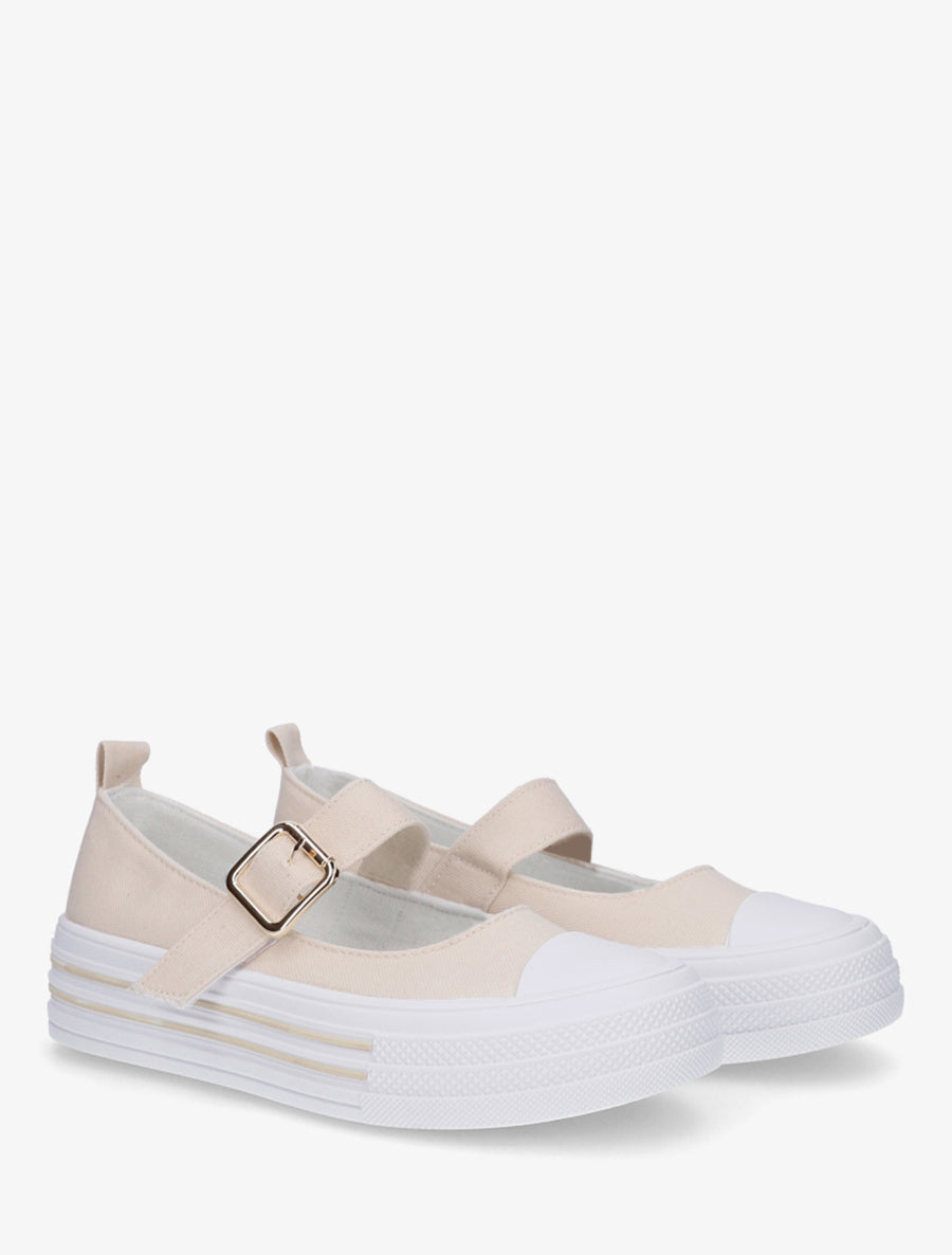 Ballerines style baskets à scratch - Beige - 4