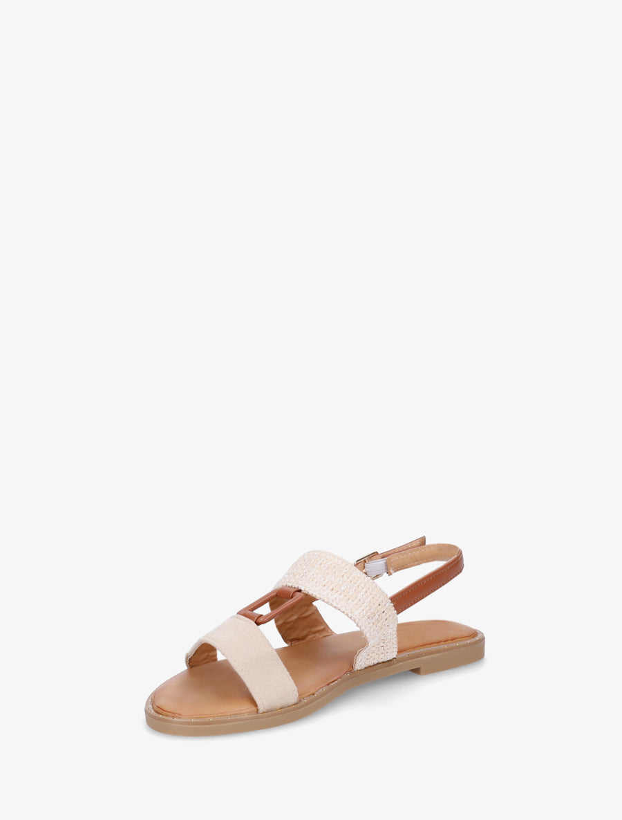Nu-pieds bi-matière à bijou rectangle - Beige - 3