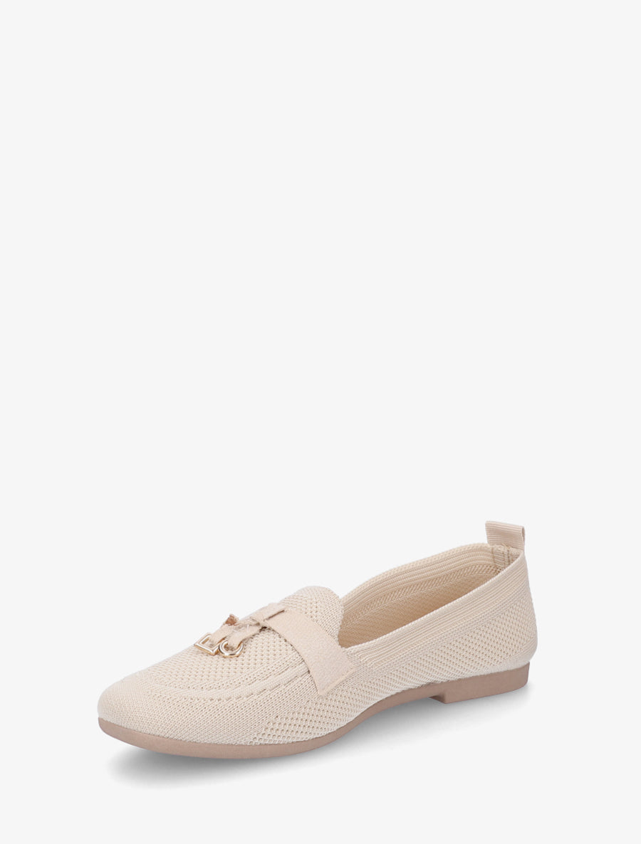 Mocassins en tissu à bijoux - Beige - 3