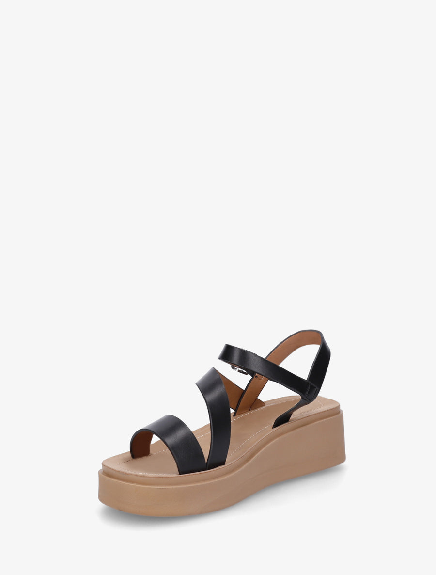 Sandales multi-bride en simili - Noir - 3