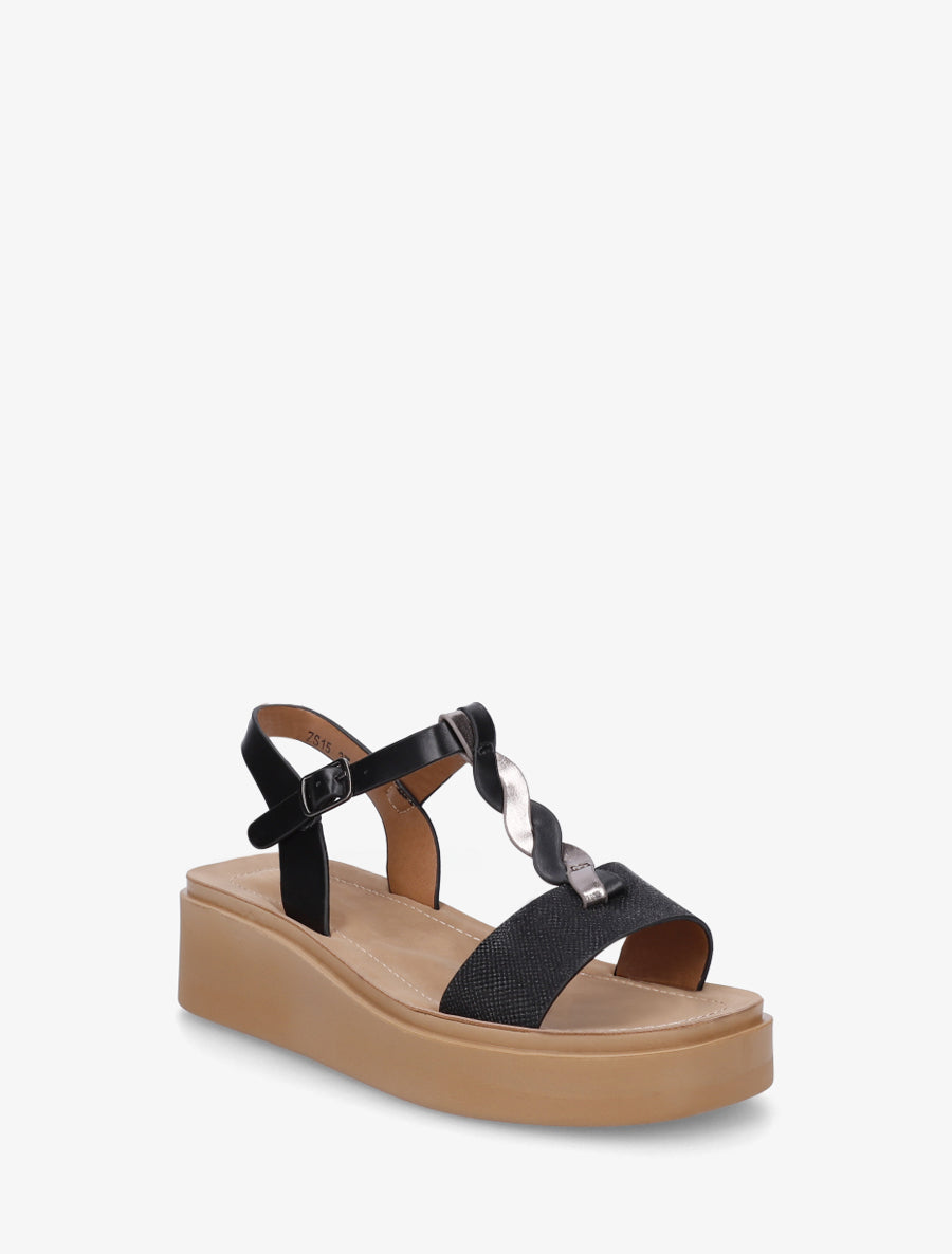 Sandales compenées à brides croisées - Noir - 2