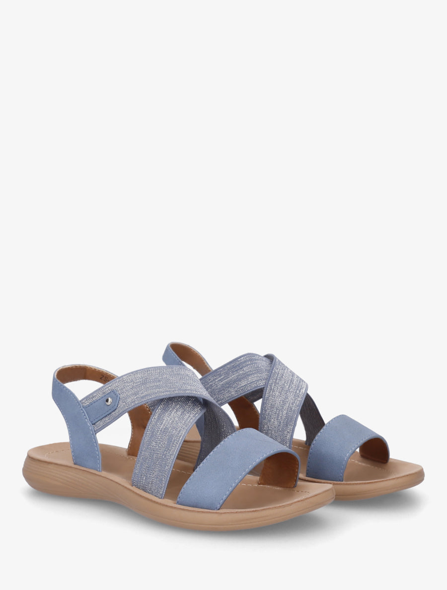 Nu-pieds à brides croisées élastiquées - Bleu - 4