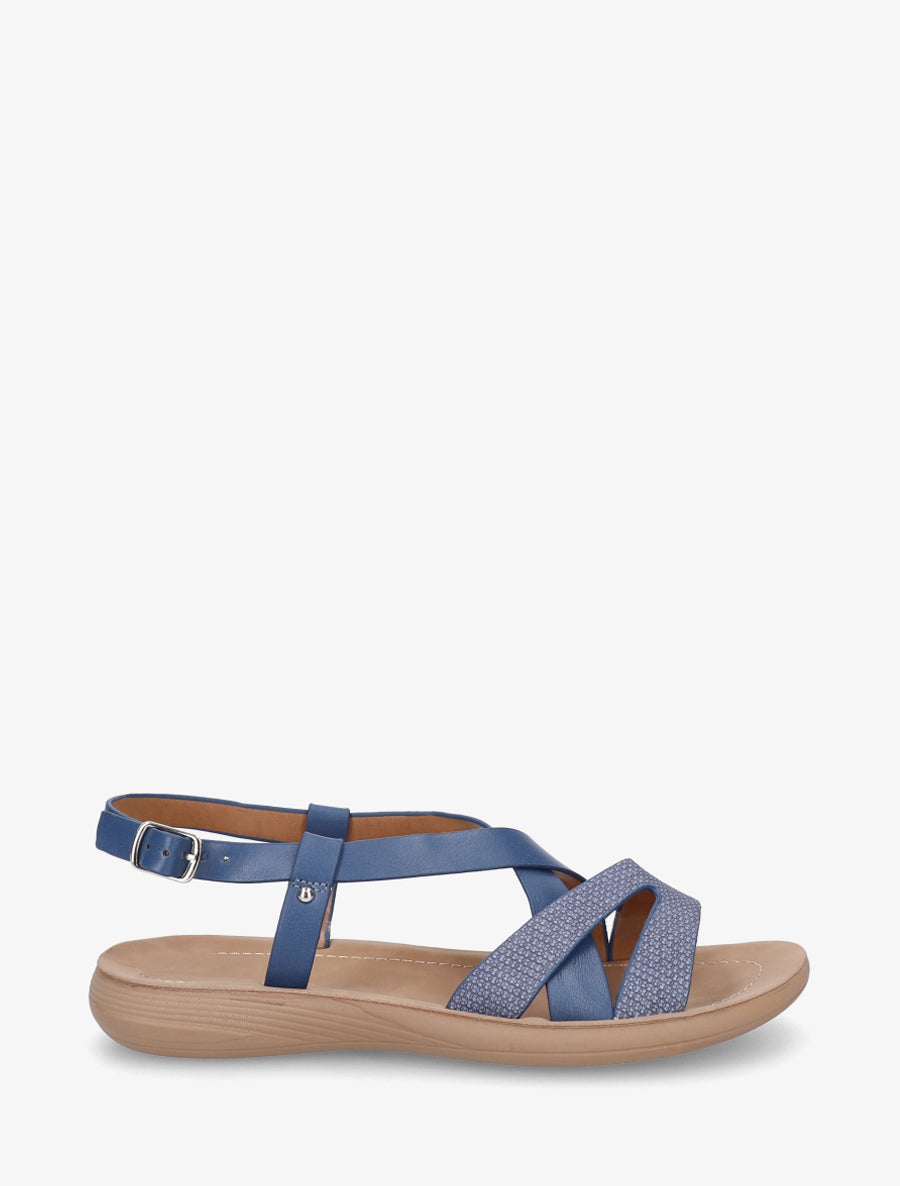 Nu-pieds à brides croisées en simili - Marine - 1