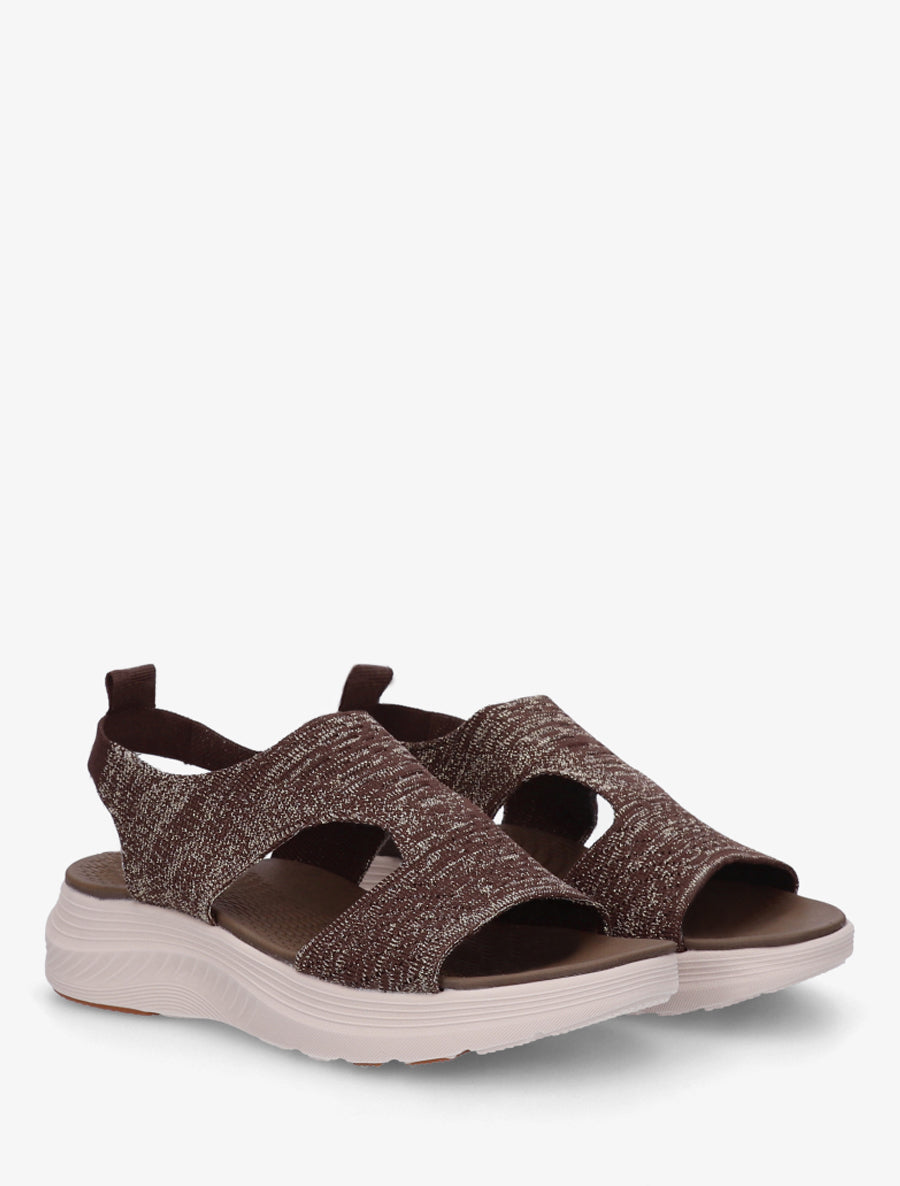 Sandales élastiquées en tissu irisé - Marron - 4