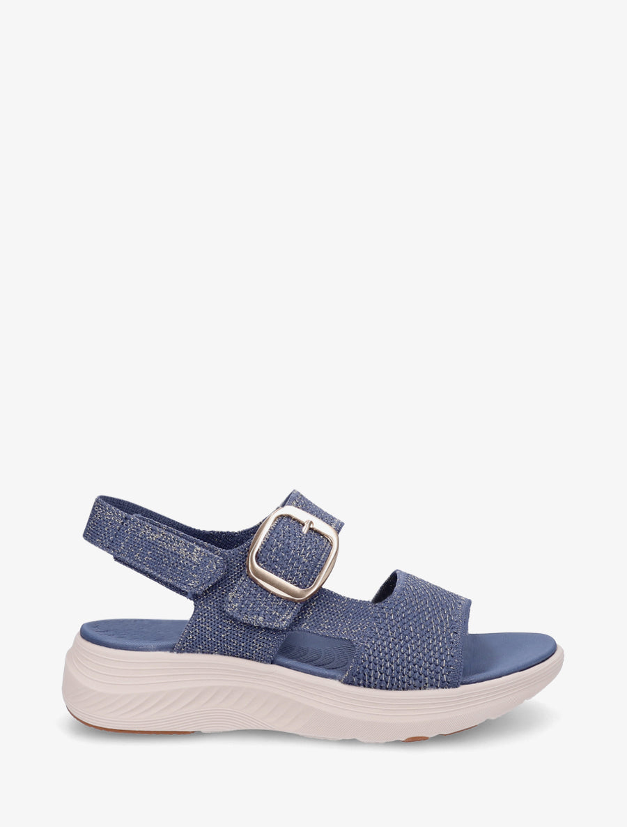 Sandales en tissu irisé à boucle et scratch - Bleu foncé - 1