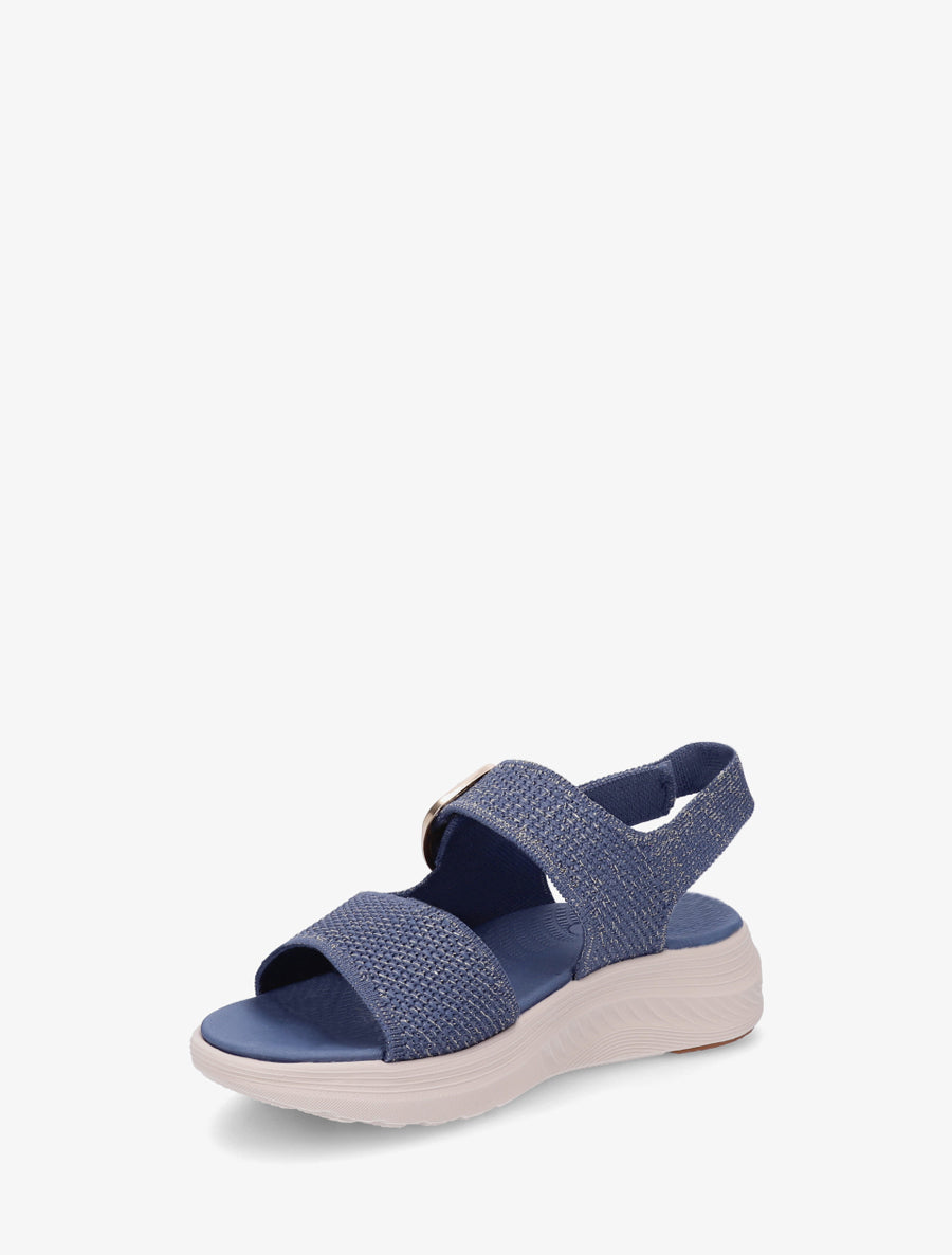 Sandales en tissu irisé à boucle et scratch - Bleu foncé - 3