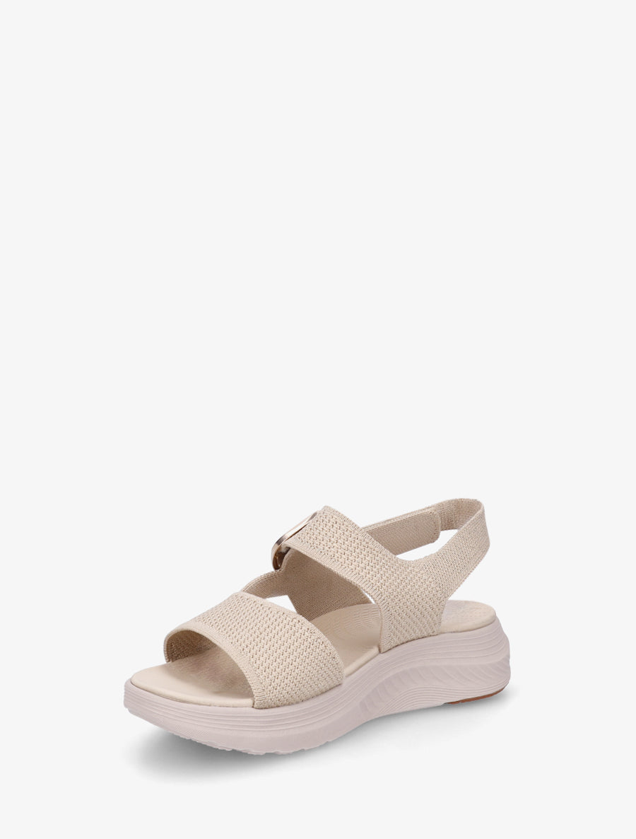 Sandales en tissu irisé à boucle et scratch - Beige - 3