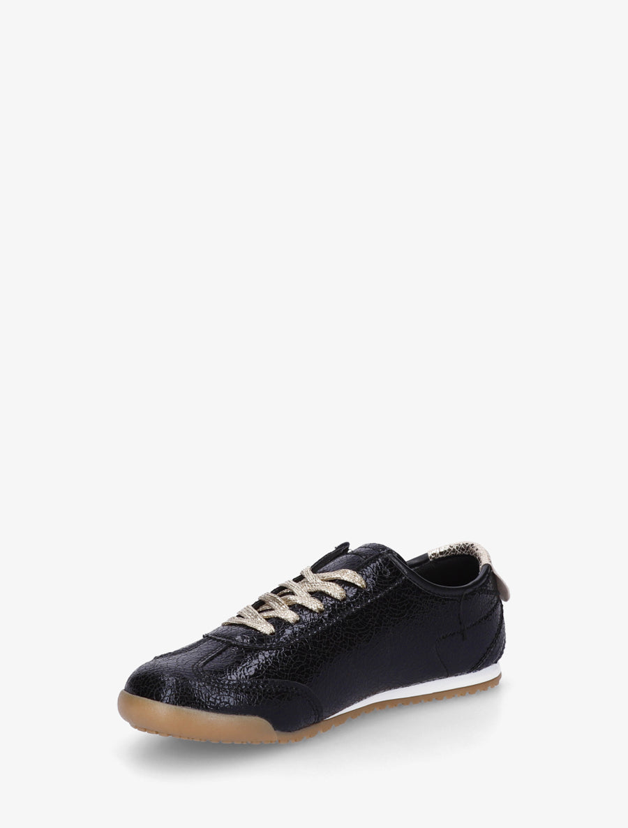 Baskets en simili à empiècement graphique - Noir - 3