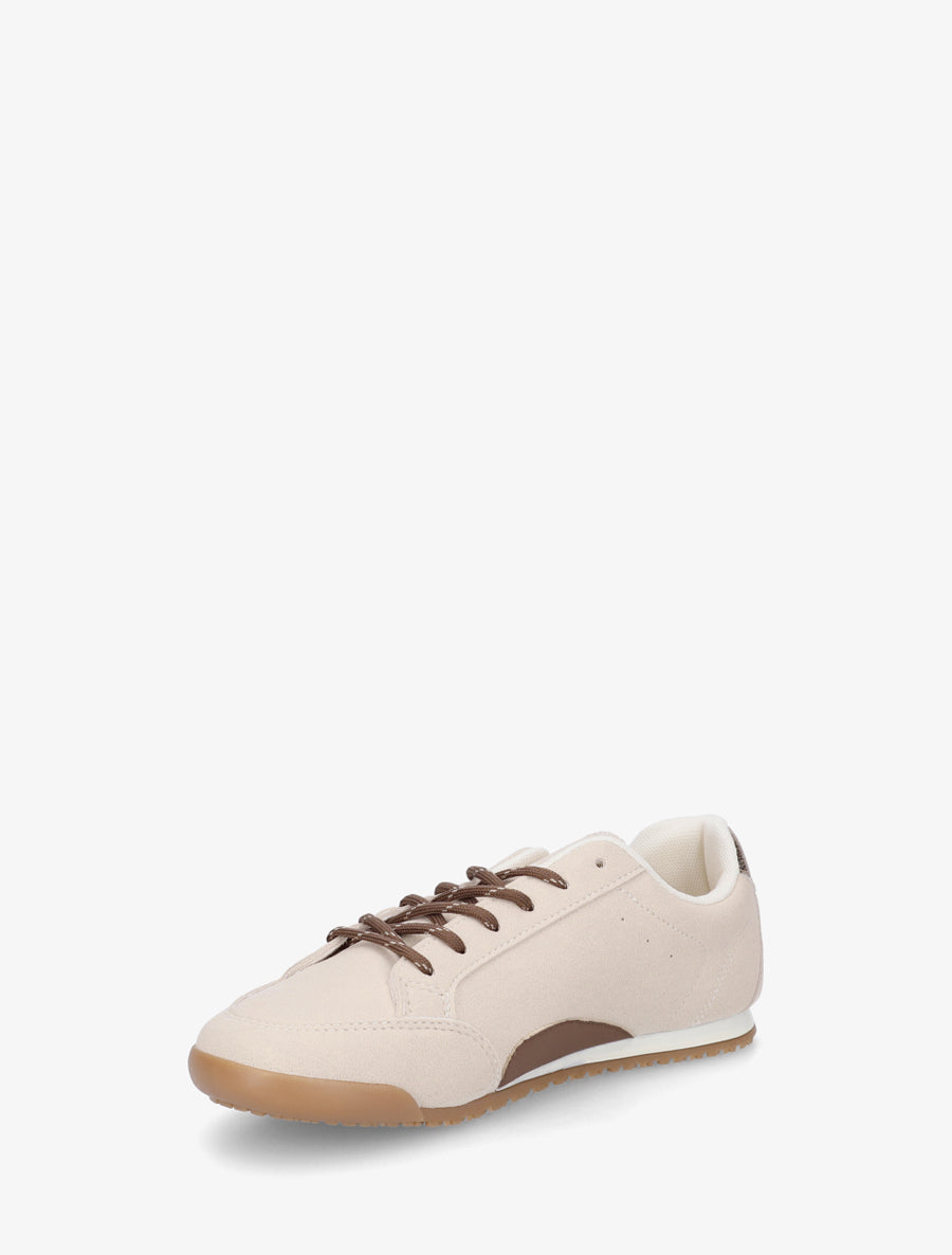 Sneakers en suédine à contrefort constrastant - Beige - 3