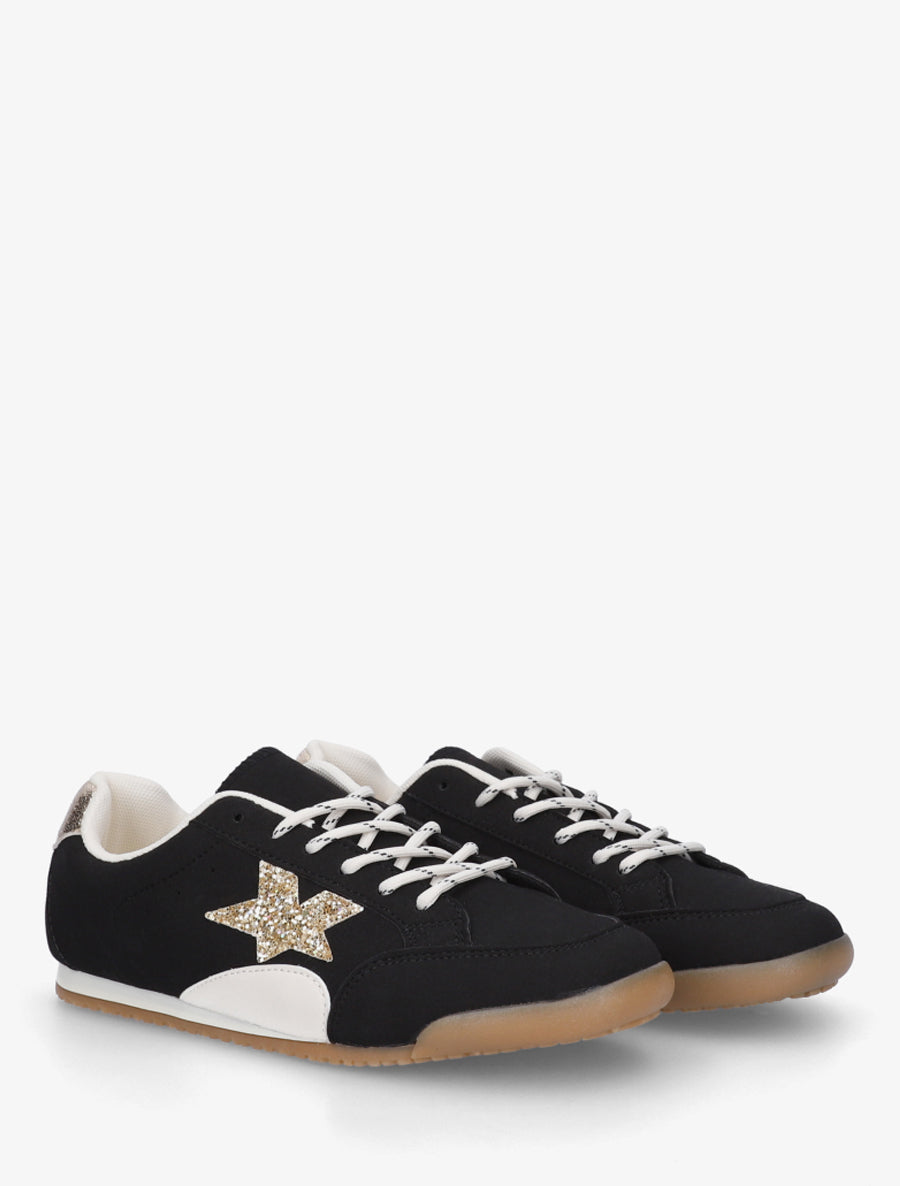 Sneakers en suédine à contrefort constrastant - Noir - 4