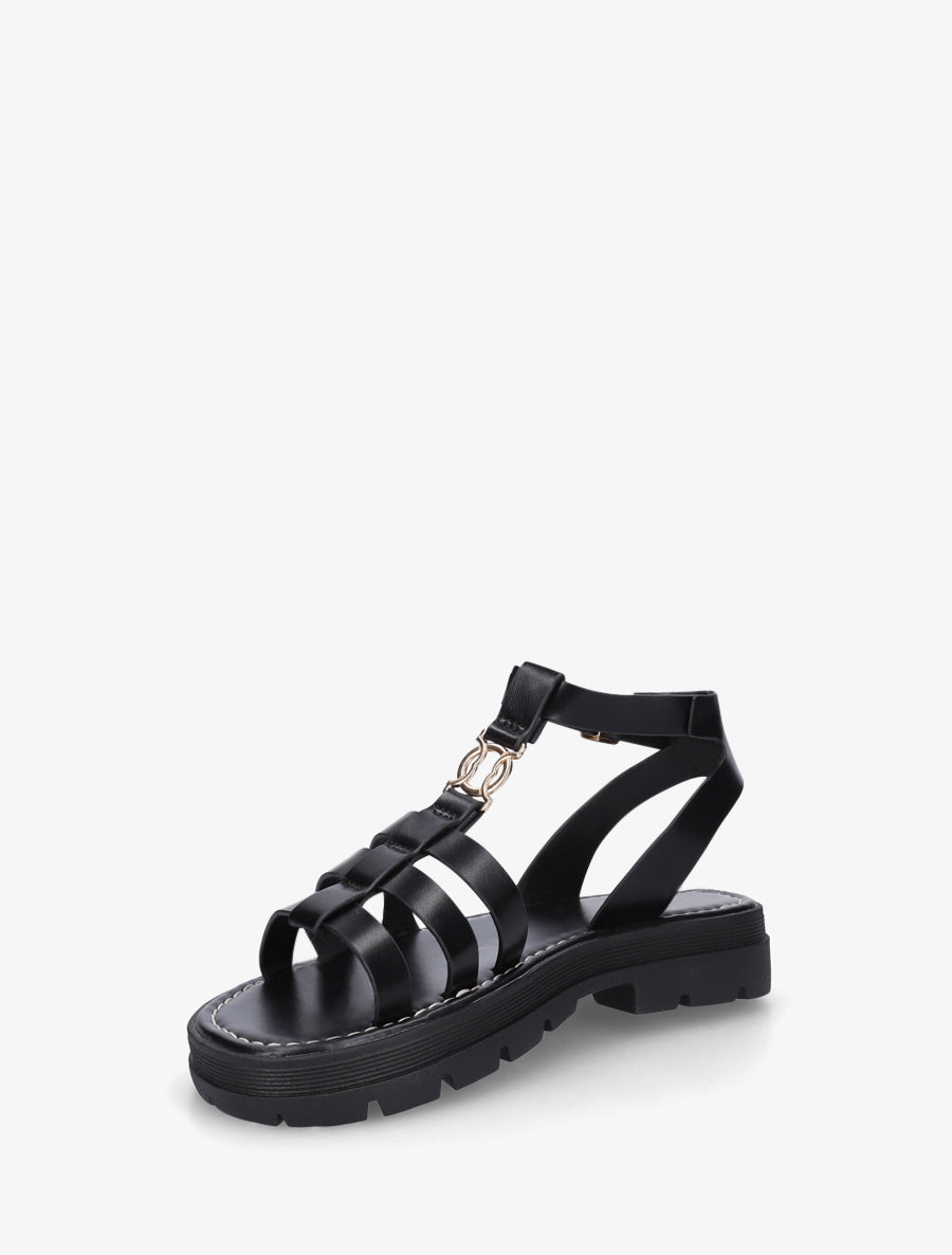 Sandales plates style spartiate - Noir - 3