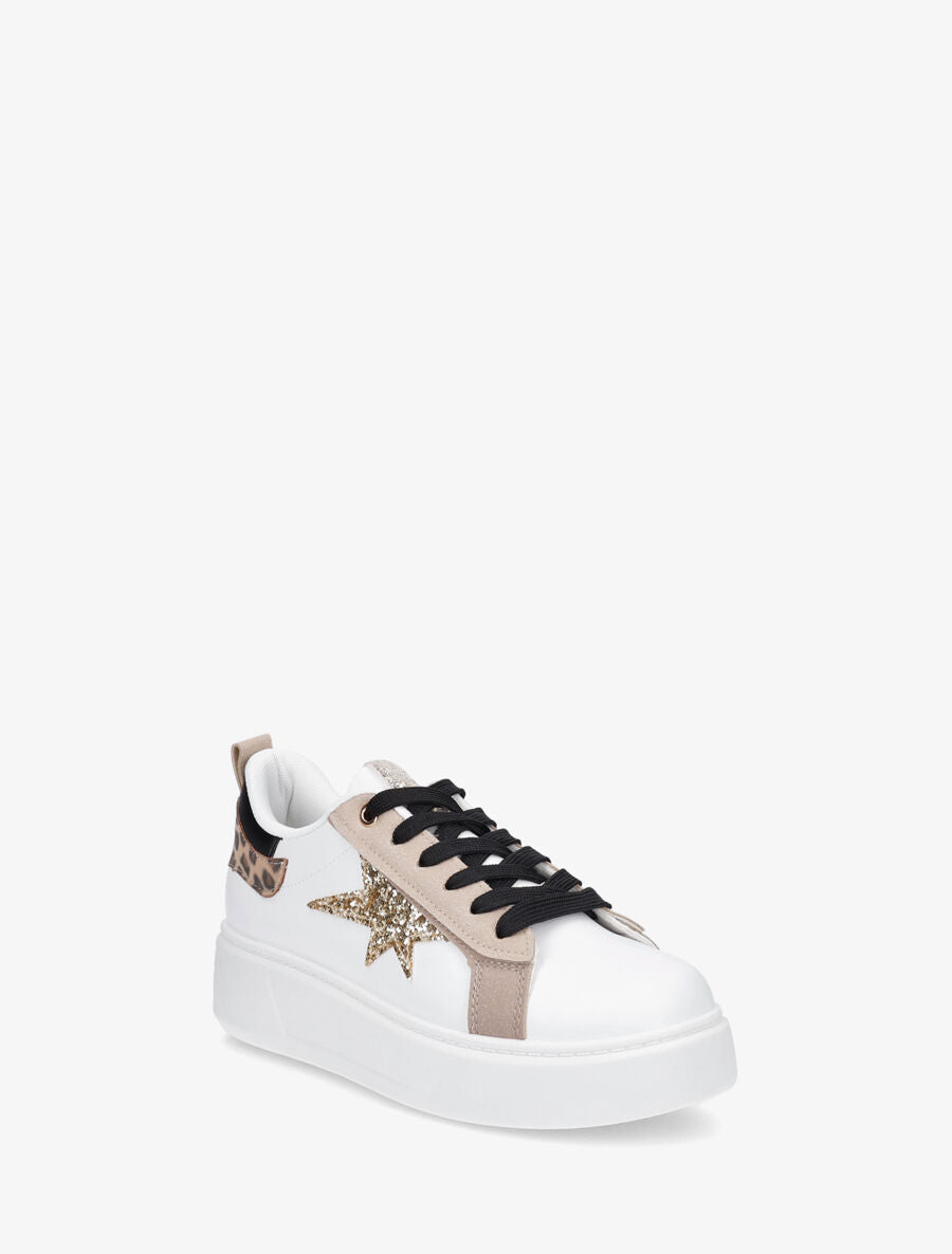 Sneakers en simili à motif étoile pailletée - Noir - 2