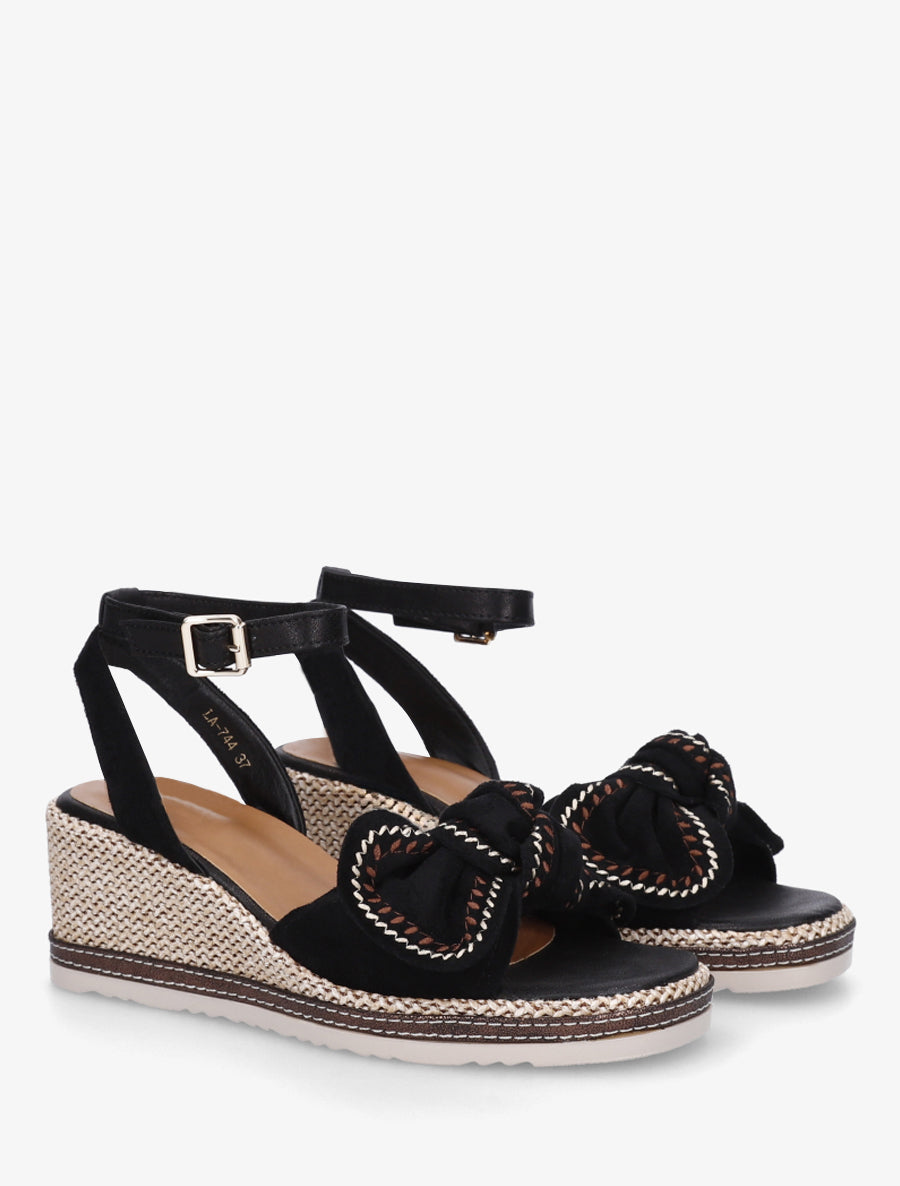 Sandales compensées à noeud - Noir - 4