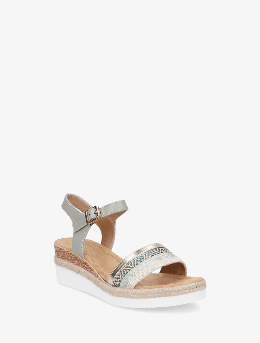 Sandales compensées à bride dépareillées - Kaki - 2