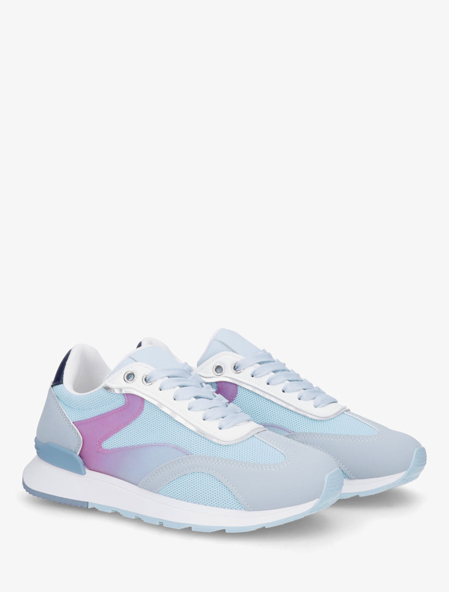 Baskets à bandes stylisées et empiècement effet nubuck - Bleu ciel - 4
