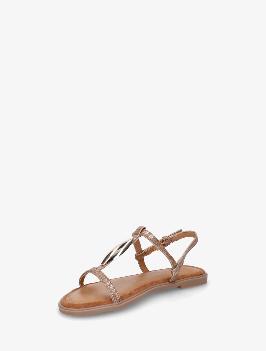 Nu-pieds bimatière à empiècement métal - Marron - 3