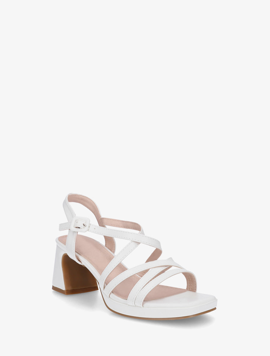 Sandales en simili à talon haut - Blanc - 2