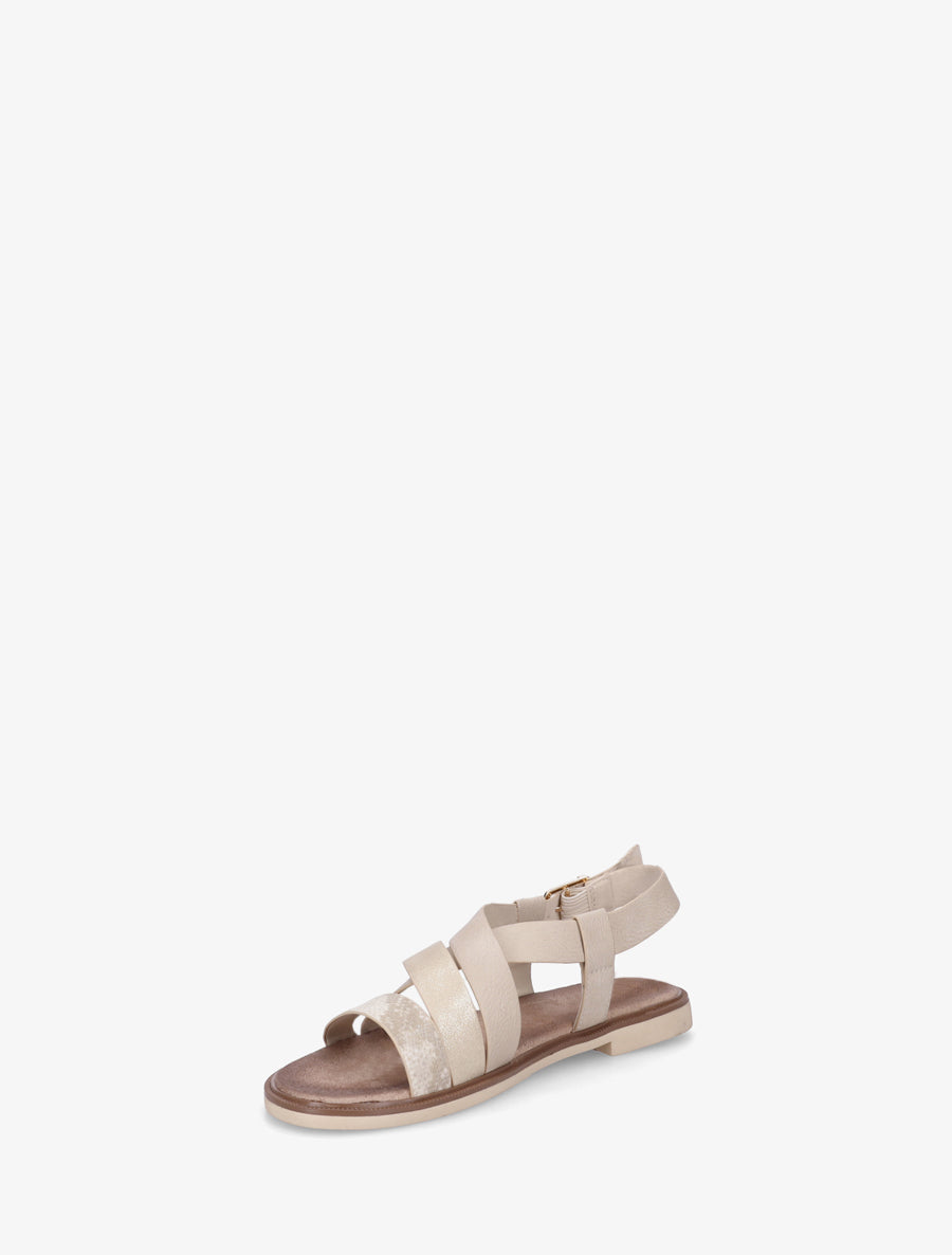 Sandales à brides croisées et irisées en simili - Beige - 3