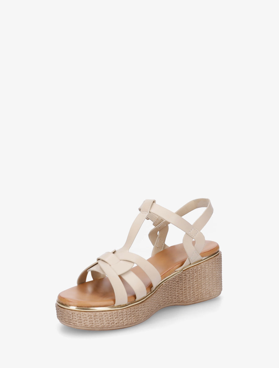 Sandales compensées style salomé - Beige - 3