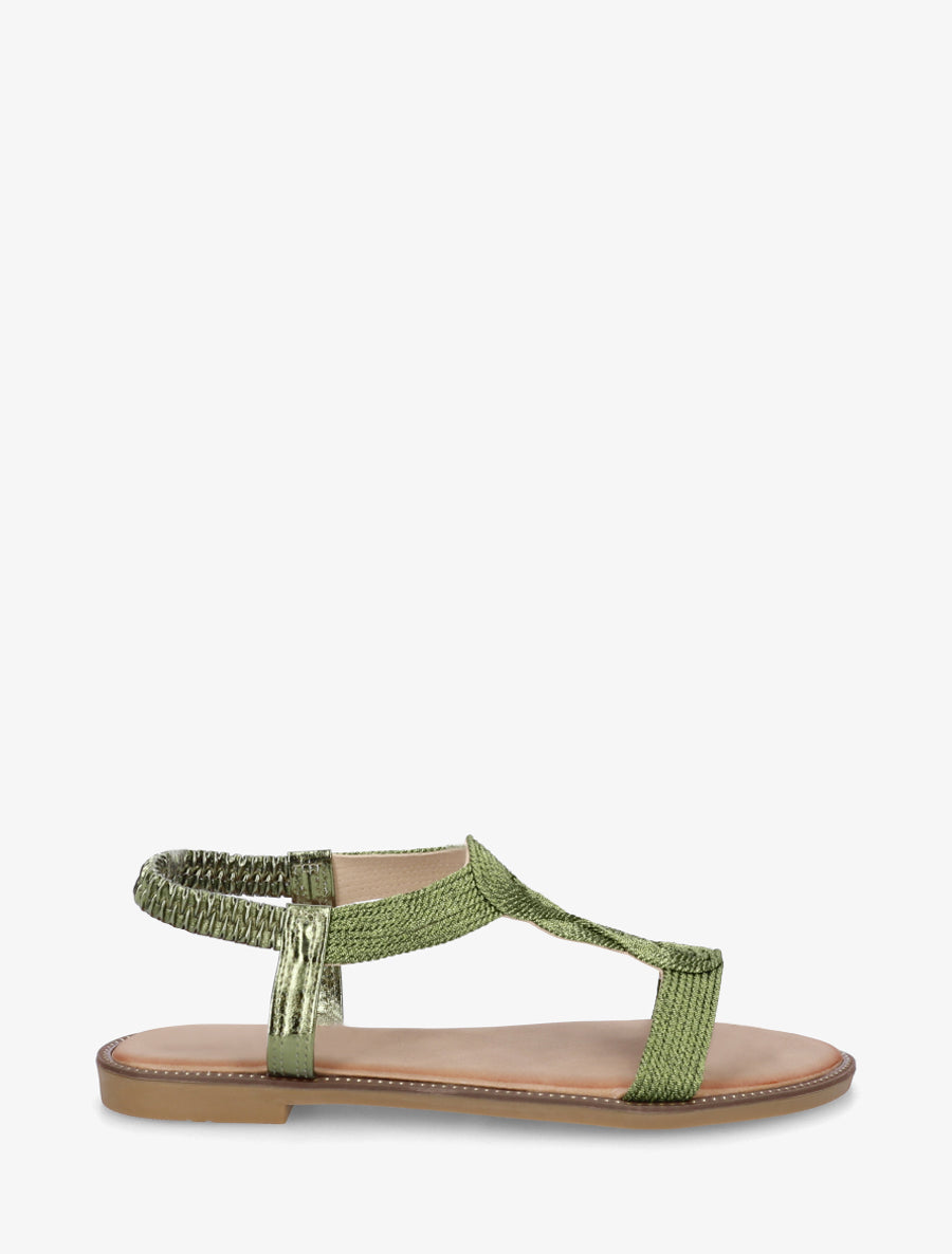Nu-pieds tressés à cheville élastiquée - Vert olive - 1