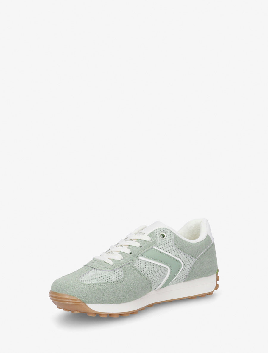 Sneakers classici in camoscio e tessuto. - Verde mandorla