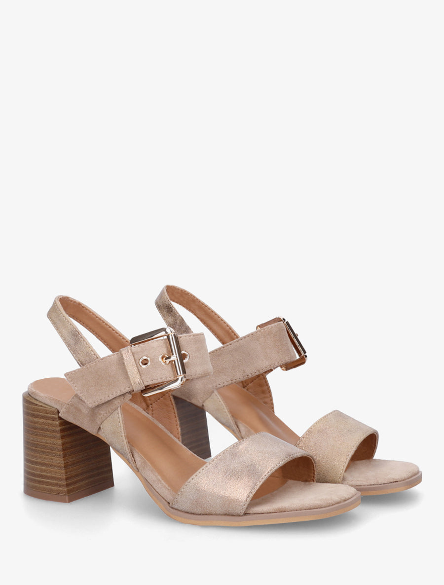 Sandales bimatière à talon - Taupe - 4