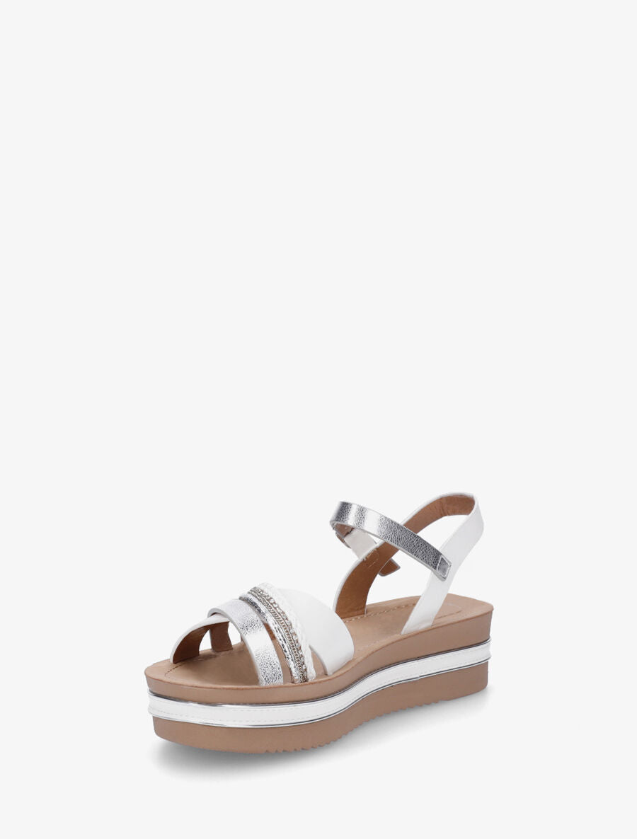 Sandales à plateforme et brides ornées de strass - Blanc - 3