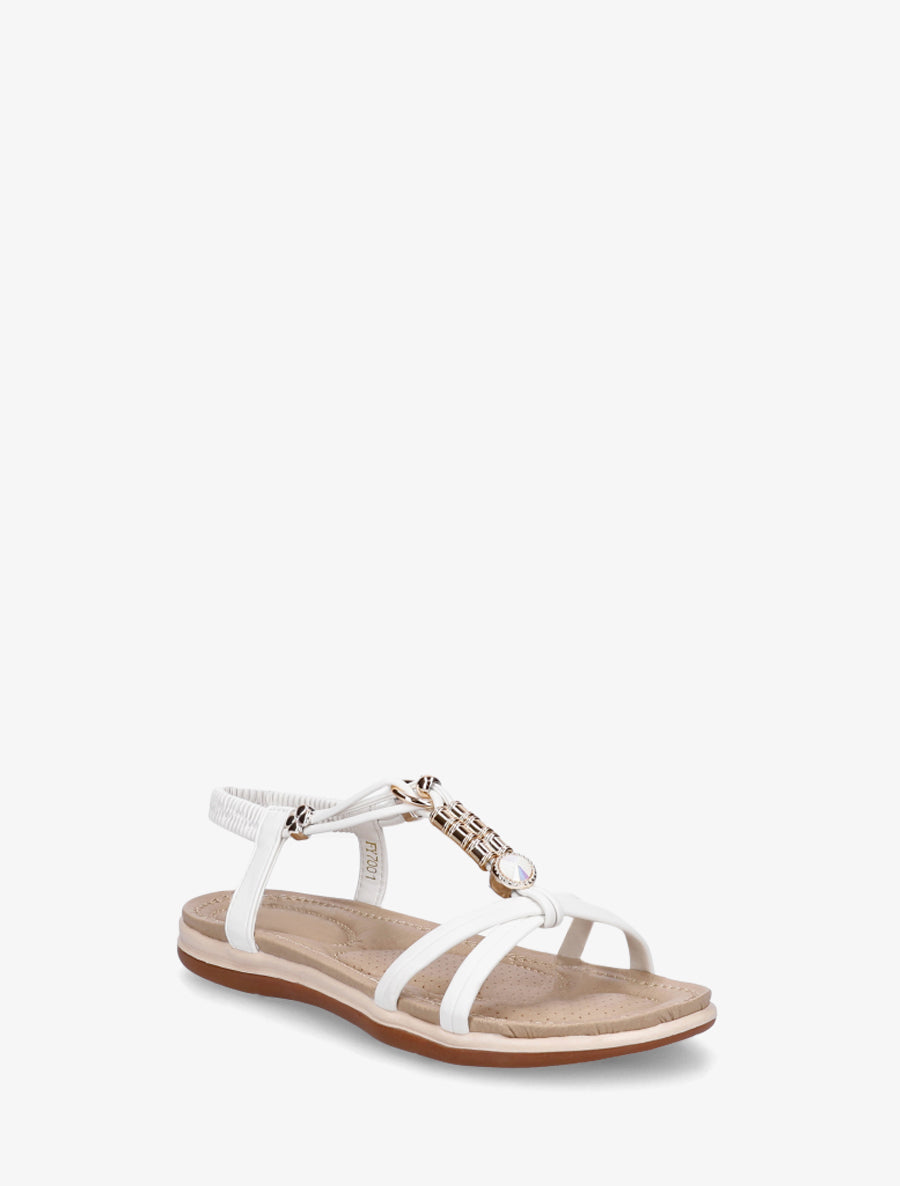 Nu-pieds à empiècement bijoux - Blanc - 2