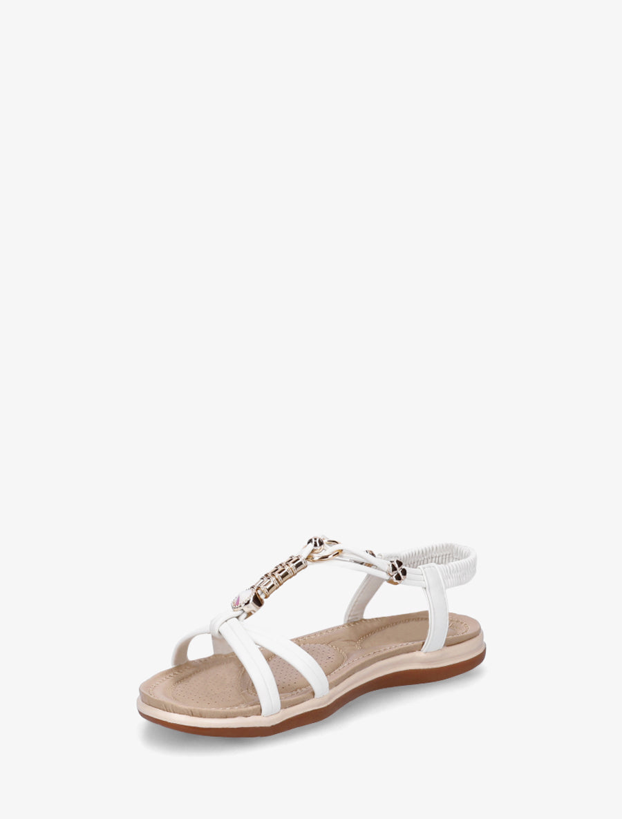 Nu-pieds à empiècement bijoux - Blanc - 3
