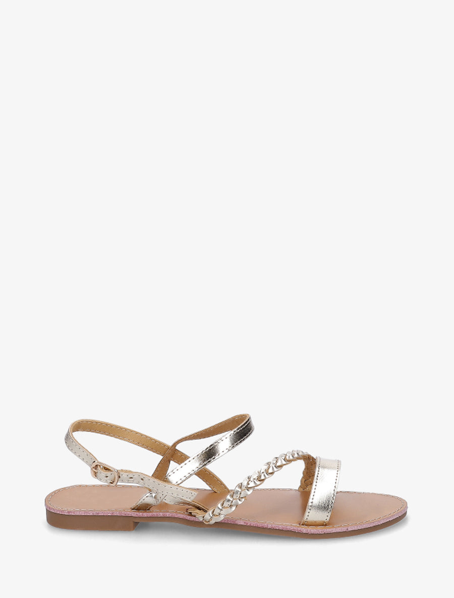 Nu-pieds à bride en biais tressée - Or - 1